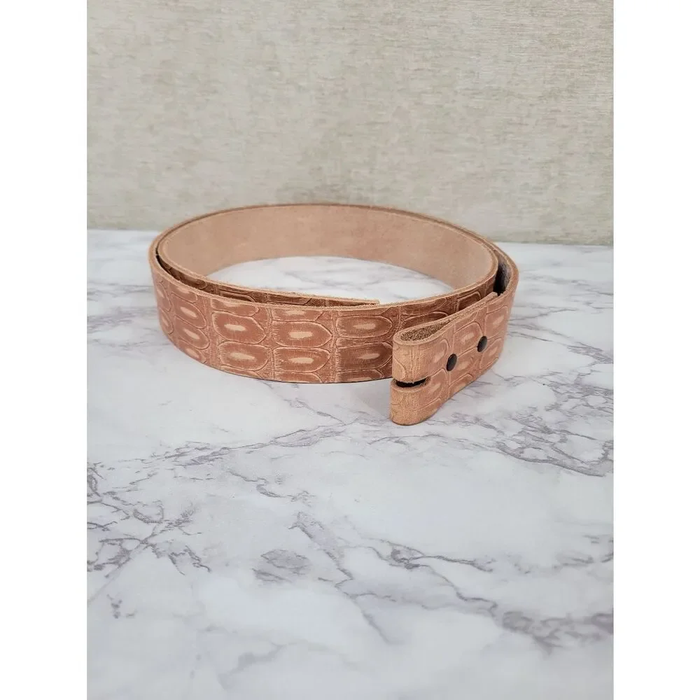 Tan Croc-Embossed Leather Belt Uncut Unfinished Blank